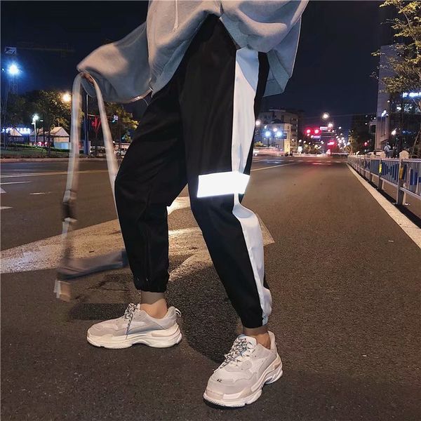 spring and autumn super fire reflective ankle banded pants sub-men couples hong kong style trend cool slacks hip hop casual trou, White;black
spring and autumn super fire reflective ankle banded pants sub-men couples hong kong style trend cool slacks hip hop casual trou, White;black