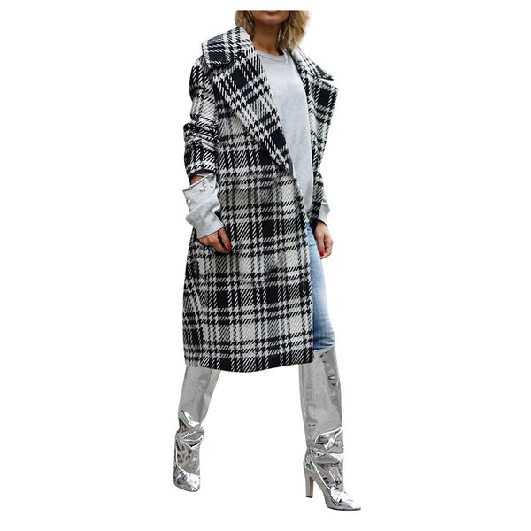 women warm coat female 2019 autumn winter casual long sleeve white woolen coats ladies outwear clothes plaid cardigan coat, Black
women warm coat female 2019 autumn winter casual long sleeve white woolen coats ladies outwear clothes plaid cardigan coat, Black