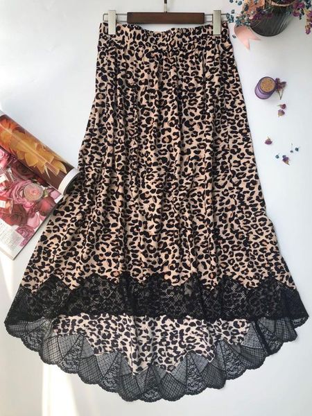 leopard print women midi skirt lace elastic waist 100% viscose short front and long back skirts, Black
leopard print women midi skirt lace elastic waist 100% viscose short front and long back skirts, Black