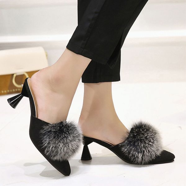 thin high heels fur slippers for women pointed toe sinlge shoes woman large size fashion lazy shoes casual heeled slippers#40, Black
thin high heels fur slippers for women pointed toe sinlge shoes woman large size fashion lazy shoes casual heeled slippers#40, Black