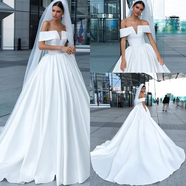 gorgeous simple satin country wedding dresses bateau neck off shoulder long plus size custom made wedding dress robe de mariée, White
gorgeous simple satin country wedding dresses bateau neck off shoulder long plus size custom made wedding dress robe de mariée, White