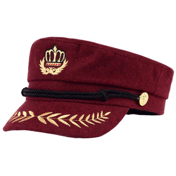 woolen military hat female navy hat beret women fine embroidery badge wheat officer hat party stage show flat cap print, Blue;gray
woolen military hat female navy hat beret women fine embroidery badge wheat officer hat party stage show flat cap print, Blue;gray
