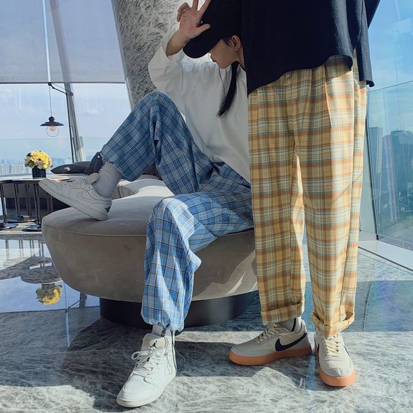 wide leg plaid pants men summer drawstring men's and women's japanese streetwear for lovers couple loose casual trousers, Black
wide leg plaid pants men summer drawstring men's and women's japanese streetwear for lovers couple loose casual trousers, Black