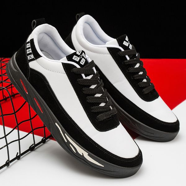 fashion casual shoes men sports shoes flat leather patchwork male vulcanized outdoor shoe lace-up sneakers new, Black
fashion casual shoes men sports shoes flat leather patchwork male vulcanized outdoor shoe lace-up sneakers new, Black