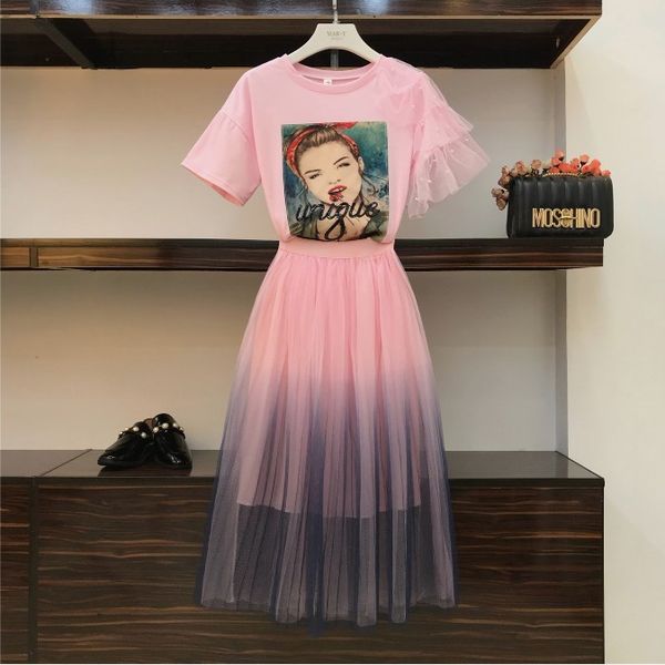 2019 new fashion summer women girls short-sleeved t-shirt + fairy gradient gauze skirt two-piece students skirt set, White
2019 new fashion summer women girls short-sleeved t-shirt + fairy gradient gauze skirt two-piece students skirt set, White