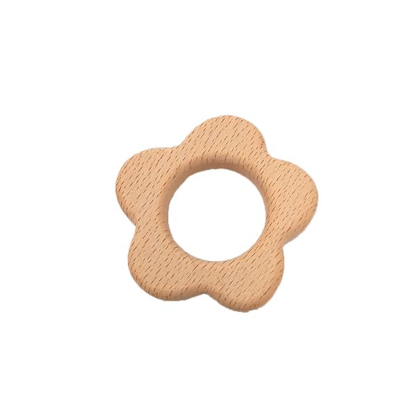 4pcs Beech Wooden Flower Teether Baby Teethers Infants Teething Toys Baby Accessories For Baby Necklace Making