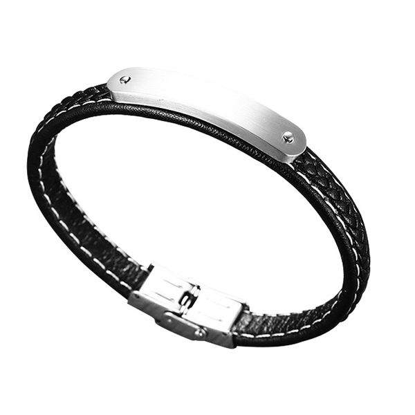 women men fashion simple stylish stainless steel curved leather bracelet outfit, Black
women men fashion simple stylish stainless steel curved leather bracelet outfit, Black