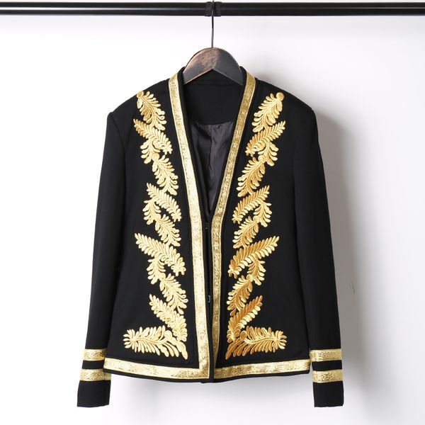 baroque style men luxury gold thread flower embroidery short blazer solid plus size slim fit formal club groom suit blazer, White;black
baroque style men luxury gold thread flower embroidery short blazer solid plus size slim fit formal club groom suit blazer, White;black