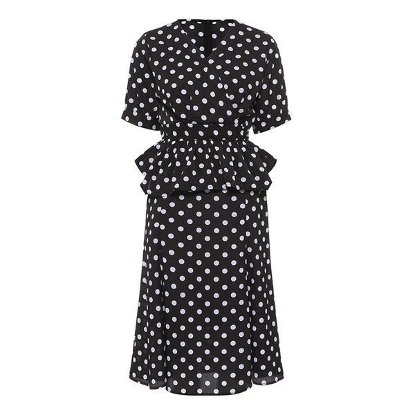 2018 new fashion elegant women suit straight polka dots pleated wave cut girls autumn popular 2 piece sets formal skirt suits, Gray
2018 new fashion elegant women suit straight polka dots pleated wave cut girls autumn popular 2 piece sets formal skirt suits, Gray