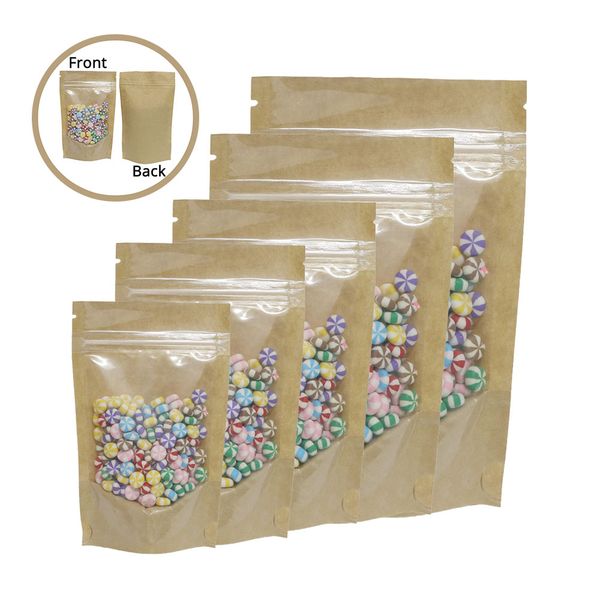 assorted sizes for clear front kraft paper back mylar stand up zip lock bag with tear notch
assorted sizes for clear front kraft paper back mylar stand up zip lock bag with tear notch