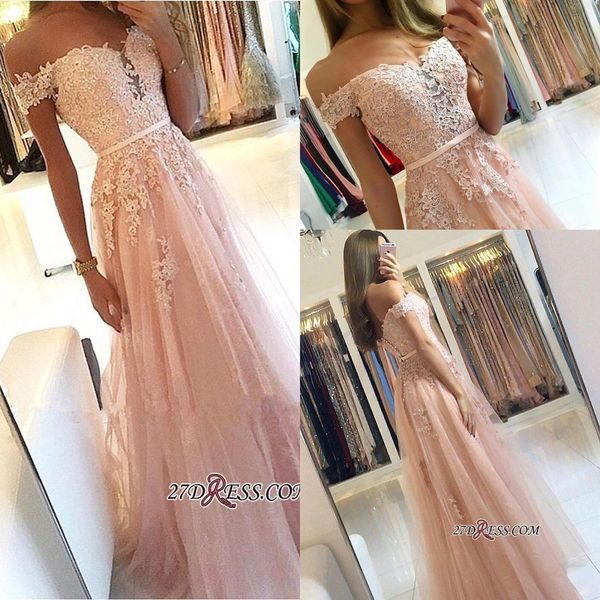 2019 blush pink off shoulders lace tulle prom dresses a line applique backless full length plus size evening gowns formal bc0418
2019 blush pink off shoulders lace tulle prom dresses a line applique backless full length plus size evening gowns formal bc0418