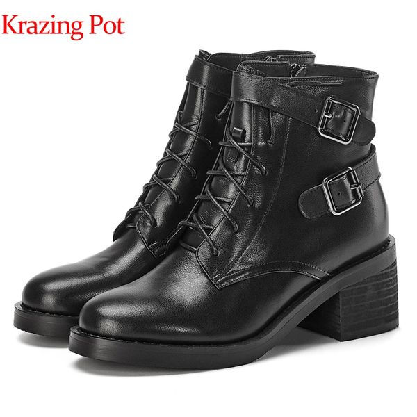 krazing pot genuine leather round toe high heel hollywood big size concise metal buckle zipper punk rock style boots l06, Black
krazing pot genuine leather round toe high heel hollywood big size concise metal buckle zipper punk rock style boots l06, Black
