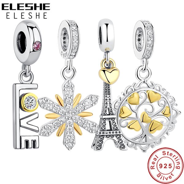 eleshe 925 sterling silver eiffel tower pendant charm gold heart bead fit original pandora charm bracelet necklace diy jewelry
eleshe 925 sterling silver eiffel tower pendant charm gold heart bead fit original pandora charm bracelet necklace diy jewelry