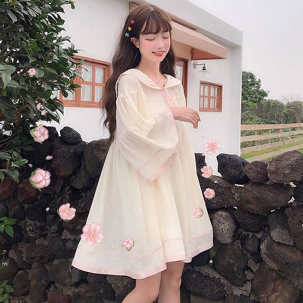 summer women's clothing 2020 new japanese skirt long long small fresh navy style small dress cute and loose, White
summer women's clothing 2020 new japanese skirt long long small fresh navy style small dress cute and loose, White