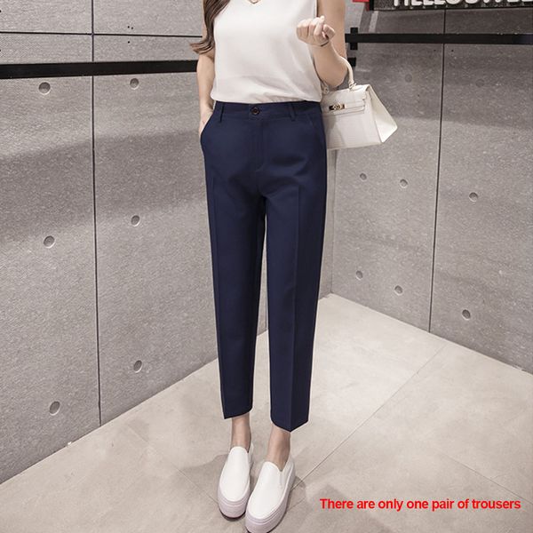 women solid nine pants business wear trousers soft korean ol style ladies harem straight leg office loose fashion, Black;white
women solid nine pants business wear trousers soft korean ol style ladies harem straight leg office loose fashion, Black;white