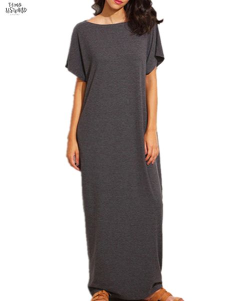 summer party maxi long dresses women solid casual loose o neck short bat sleeve tunic baggy dress vestido, Black;gray
summer party maxi long dresses women solid casual loose o neck short bat sleeve tunic baggy dress vestido, Black;gray