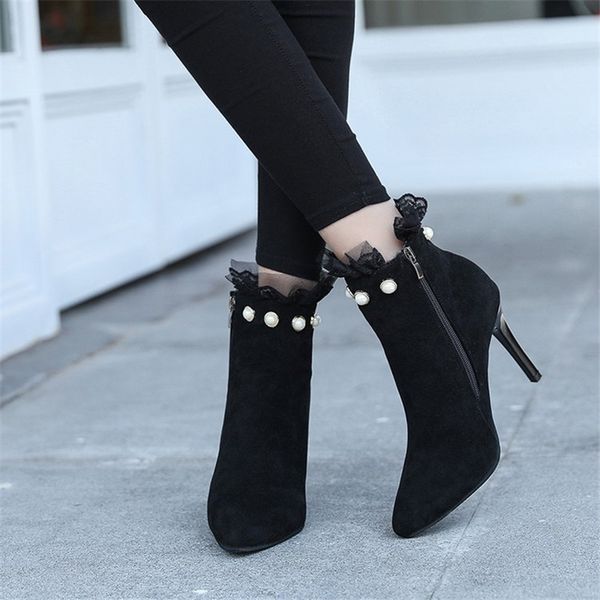 winter warm womens booties lace high heels women pearl plus cashmere woman shoes ladies black boots zapatos de mujer
winter warm womens booties lace high heels women pearl plus cashmere woman shoes ladies black boots zapatos de mujer