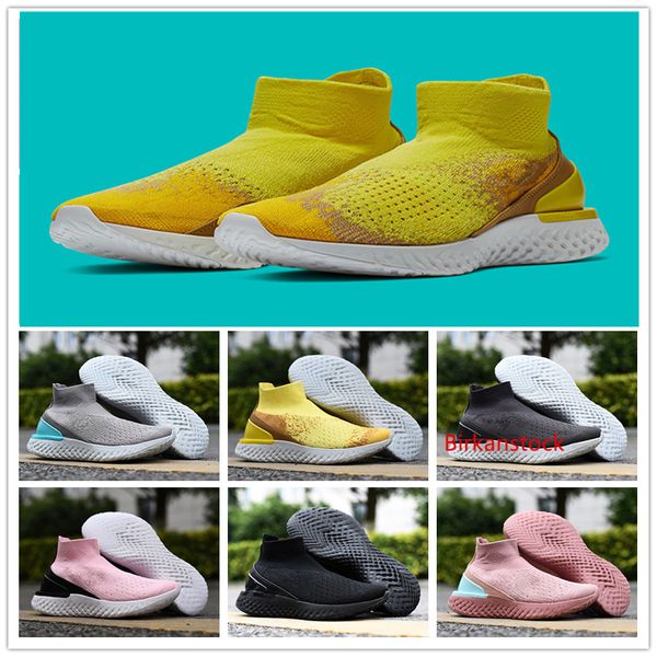 

rise react mid triple black pink bright yellow aurora green yellow thunder grey sock running shoes mens women sneakers size 36-45