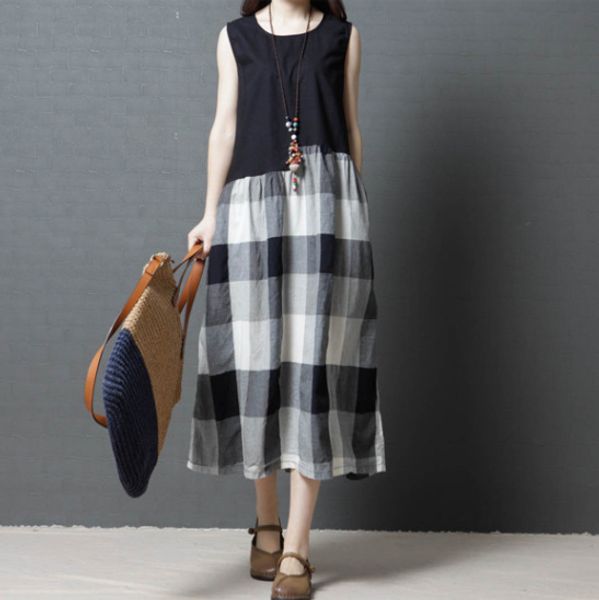 2019 easy will code suit-dress cotton lattice sleeveless dress woman, White;black
2019 easy will code suit-dress cotton lattice sleeveless dress woman, White;black