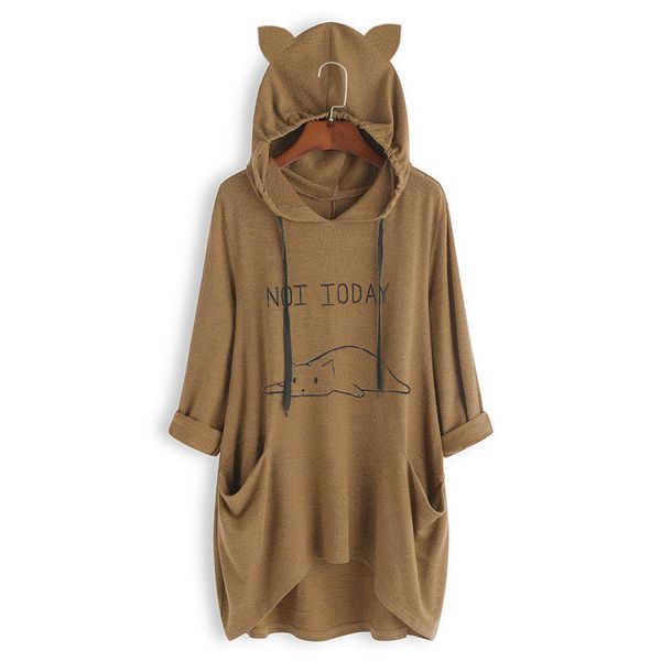 women sweatshirt oversized hoodie home loose pocket casual lying cat printed autumn long sleeve hooded casual moletom 2019, Black
women sweatshirt oversized hoodie home loose pocket casual lying cat printed autumn long sleeve hooded casual moletom 2019, Black