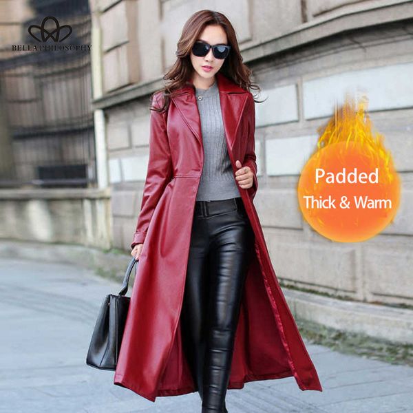bella philosophy wonder 2019 autumn black red color long thick women leather coat long sleeve waist strap pocket female jacket
bella philosophy wonder 2019 autumn black red color long thick women leather coat long sleeve waist strap pocket female jacket