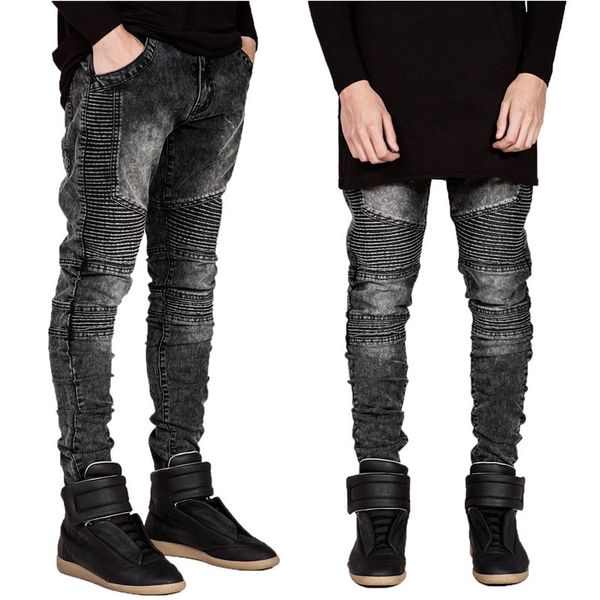 2019 new fashion high street personality wrinkled jeans men's stretch slim feet pants black denim motorcycle pants size 28- 42, Blue
2019 new fashion high street personality wrinkled jeans men's stretch slim feet pants black denim motorcycle pants size 28- 42, Blue