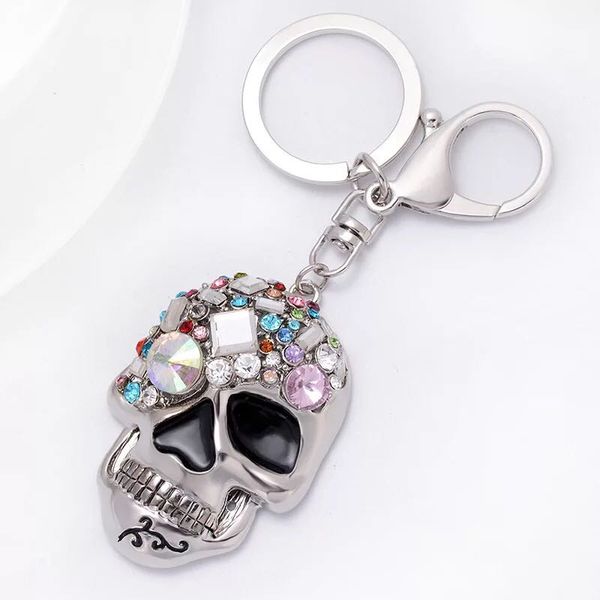 new personalized rhinestone key chain buckle men's fashion crystal skeleton car key ring female bag pendant accessories gift, Silver 
new personalized rhinestone key chain buckle men's fashion crystal skeleton car key ring female bag pendant accessories gift, Silver
