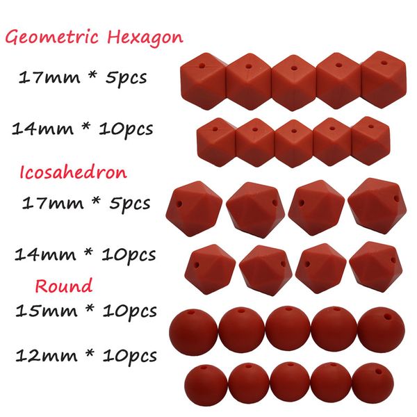 50pcs diy mandarin red silicone beads teether set hexagon round icosahedron food grade beads necklace bracelet making
50pcs diy mandarin red silicone beads teether set hexagon round icosahedron food grade beads necklace bracelet making