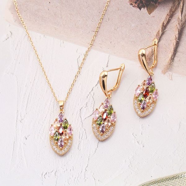 suit bride accessories micro-inlaid colorful zircon colored earrings necklace two-piece women's style jewelry, Silver
suit bride accessories micro-inlaid colorful zircon colored earrings necklace two-piece women's style jewelry, Silver