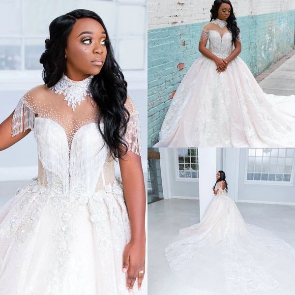 african girls beaded wedding dresses high neck a line lace appliqued counrt train country wedding dress tassel custom made abiti da sposa, White
african girls beaded wedding dresses high neck a line lace appliqued counrt train country wedding dress tassel custom made abiti da sposa, White