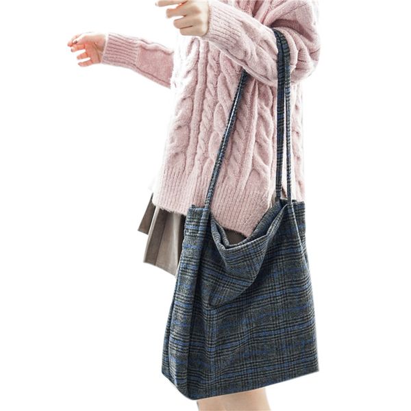 auau-autumn winter women woolen + canvas shoulder bag ladies vintage plaid handbag totes female shopping bags
auau-autumn winter women woolen + canvas shoulder bag ladies vintage plaid handbag totes female shopping bags