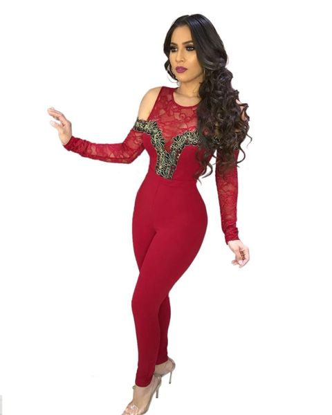 new cold shoulder long sleeve jumpsuit women lace embroidery hollow out o-neck nightclub bandage bodycon jumpsuit romper, Black;white
new cold shoulder long sleeve jumpsuit women lace embroidery hollow out o-neck nightclub bandage bodycon jumpsuit romper, Black;white