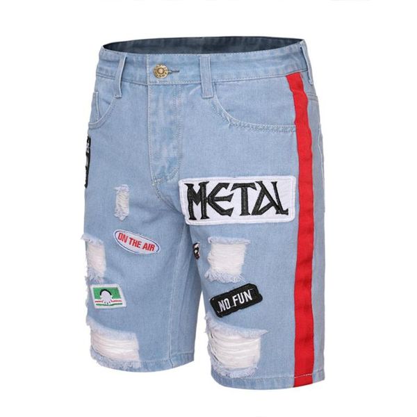 men's jeans style men shorts fashion summer embroidery patch distressed denim mens clothes streetwear, Blue
men's jeans style men shorts fashion summer embroidery patch distressed denim mens clothes streetwear, Blue