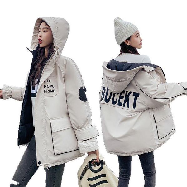 2019 new winter women thicken down cotton hoodie coat printing letters middle long loose overcoat, Black
2019 new winter women thicken down cotton hoodie coat printing letters middle long loose overcoat, Black