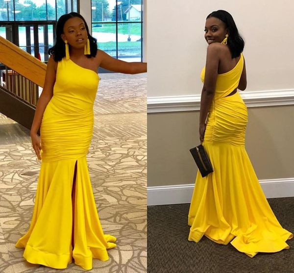 yellow african mermaid prom dresses pleats one shoulder side split plus size long formal evening party gowns, Black
yellow african mermaid prom dresses pleats one shoulder side split plus size long formal evening party gowns, Black