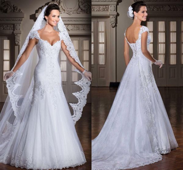 fashion noble mermaid wedding tulle applique beaded wedding dresses bridal gowns detachable train beach wedding dresses, White
fashion noble mermaid wedding tulle applique beaded wedding dresses bridal gowns detachable train beach wedding dresses, White