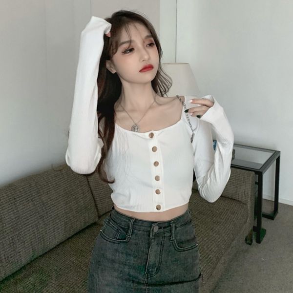 2020 new korean-style all-match off-neck long-sleeved t-shirt slim-fit short navel high-waist womens fashion, White
2020 new korean-style all-match off-neck long-sleeved t-shirt slim-fit short navel high-waist womens fashion, White