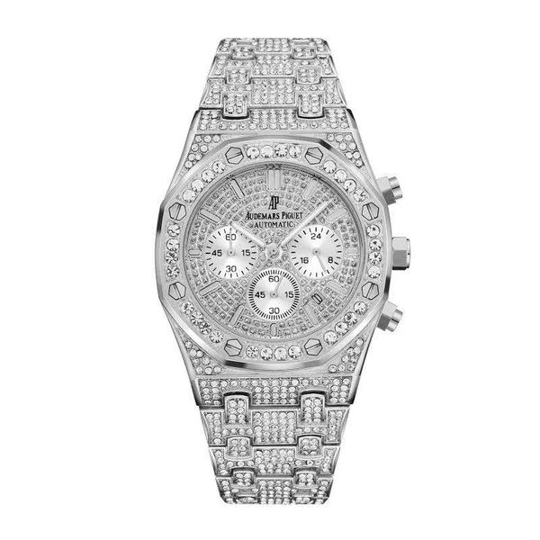 exquisite luxury mens watch fashion iced out full diamond chronograph watches for men hip hop royal oak mens watches, Slivery;brown
exquisite luxury mens watch fashion iced out full diamond chronograph watches for men hip hop royal oak mens watches, Slivery;brown
