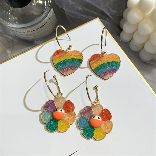 fyuan new rainbow colourful hoop earrings for women bijoux cute heart sunflower earrings party fashion jewelry gifts, Golden;silver
fyuan new rainbow colourful hoop earrings for women bijoux cute heart sunflower earrings party fashion jewelry gifts, Golden;silver