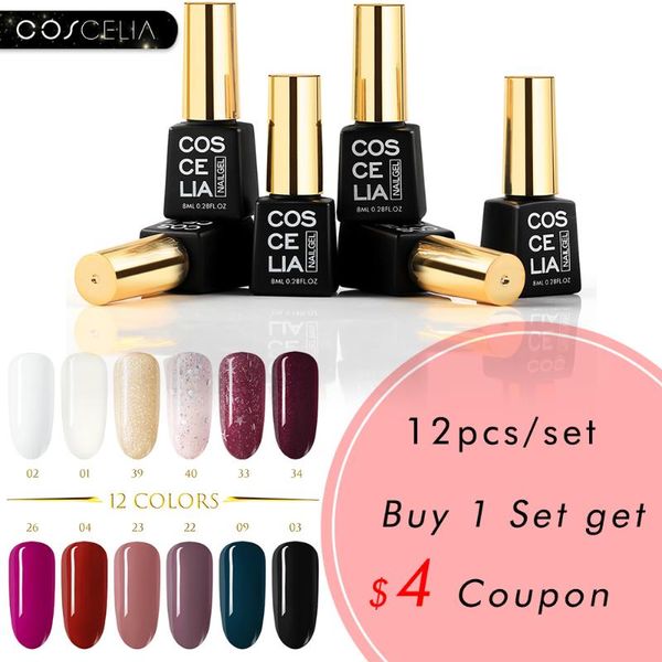 coscelia 12 colors gel nail glitter polish set nail kits for art semi permanent soak off gel polish varnish uv set, Red;pink
coscelia 12 colors gel nail glitter polish set nail kits for art semi permanent soak off gel polish varnish uv set, Red;pink