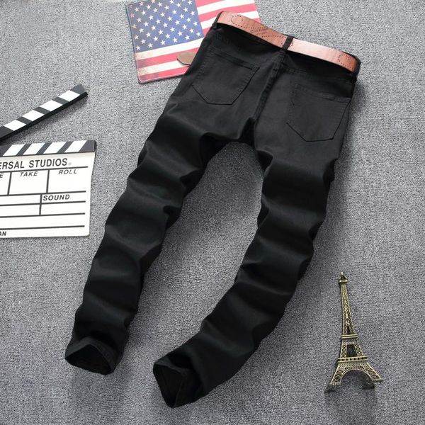 swag mens designer brand black jeans skinny ripped destroyed stretch slim fit hip hop pants with holes for men wholesale, Blue 
swag mens designer brand black jeans skinny ripped destroyed stretch slim fit hip hop pants with holes for men wholesale, Blue