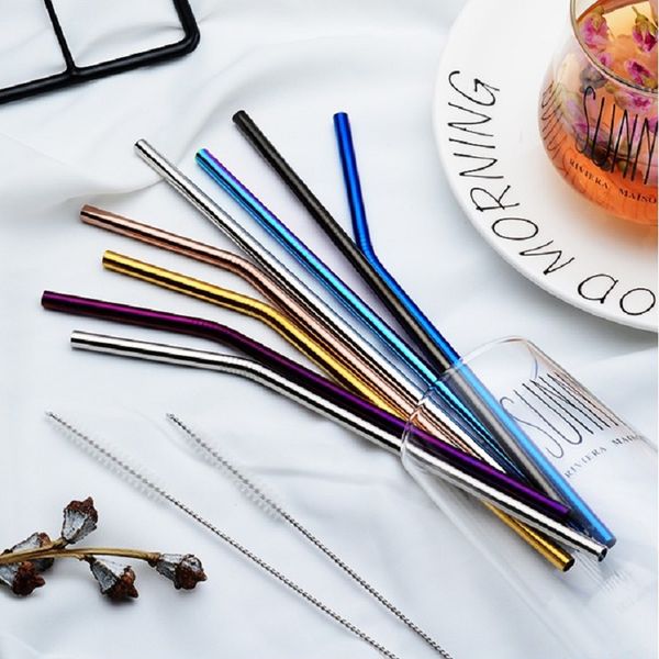 colorful reusable drinking straw 304 stainless steel metal straw with cleaner brush for mugs 20/30oz bar tool new
colorful reusable drinking straw 304 stainless steel metal straw with cleaner brush for mugs 20/30oz bar tool new
