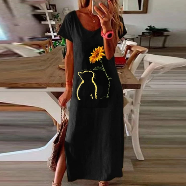 cotton dress plus size women cats floral butterfly print summer dress elegant retro o neck short sleeve slit party vestido, Black;gray
cotton dress plus size women cats floral butterfly print summer dress elegant retro o neck short sleeve slit party vestido, Black;gray