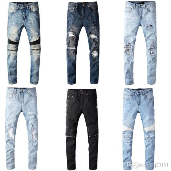 2020 mens jeans distressed motorcycle biker jeans rock skinny slim ripped hole knee zipper brand denim pants designer jeans
2020 mens jeans distressed motorcycle biker jeans rock skinny slim ripped hole knee zipper brand denim pants designer jeans