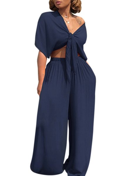 women two-piece set crop deep v neck tie-front short sleeve wide leg pants elastic waist solid suits outfits g12040db, White
women two-piece set crop deep v neck tie-front short sleeve wide leg pants elastic waist solid suits outfits g12040db, White