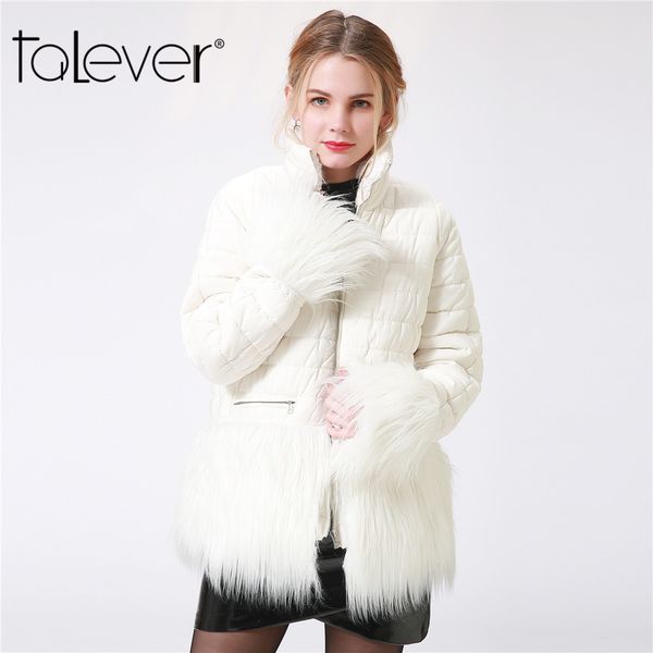2017 elegant women's winter white thick outwear casual cotton solid parkas faux fur decoration warm coat female overcoat talever, Black
2017 elegant women's winter white thick outwear casual cotton solid parkas faux fur decoration warm coat female overcoat talever, Black