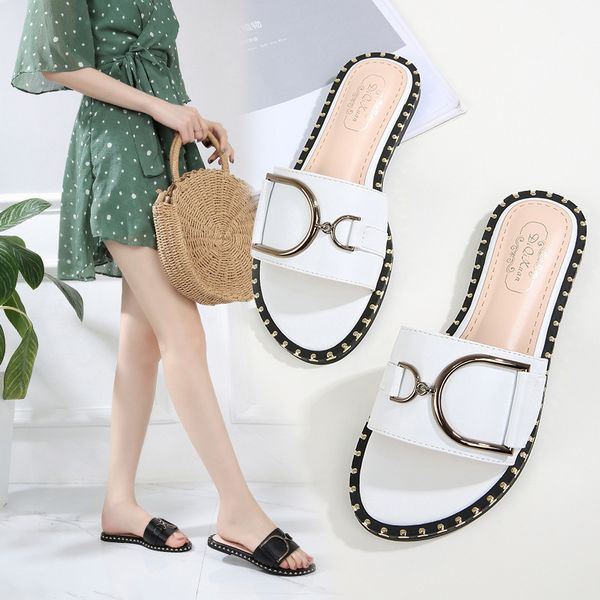 new fashion woman slippers round toe white leather summer shoes casual ladies slides womens sandals size 43 zapatos mujer lu13, Black
new fashion woman slippers round toe white leather summer shoes casual ladies slides womens sandals size 43 zapatos mujer lu13, Black