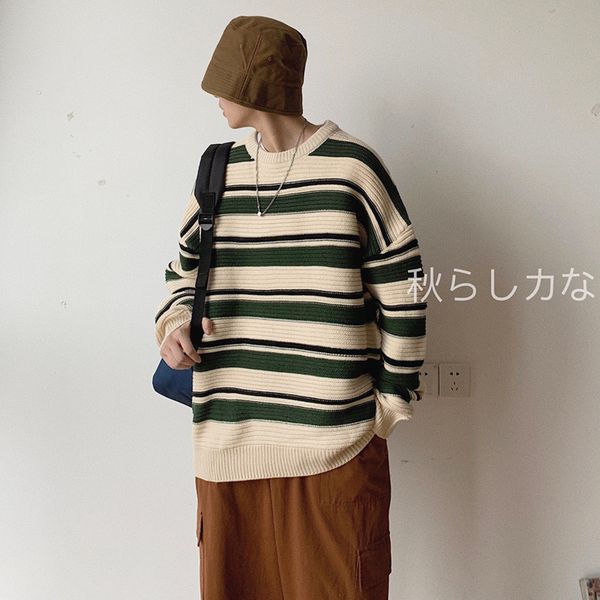 men's sweaters sweater 2021 autumn and winter striped retro round neck bottoming shirt loose youth fashion clothing, White;black
men's sweaters sweater 2021 autumn and winter striped retro round neck bottoming shirt loose youth fashion clothing, White;black