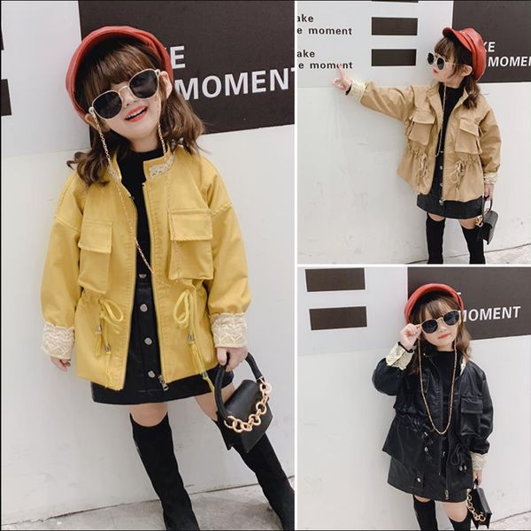 wholesale girls lace patchwork pu leather jackets children long drawstring waist coats kids pockets outerwear 2-8y ws1084, Blue;gray
wholesale girls lace patchwork pu leather jackets children long drawstring waist coats kids pockets outerwear 2-8y ws1084, Blue;gray