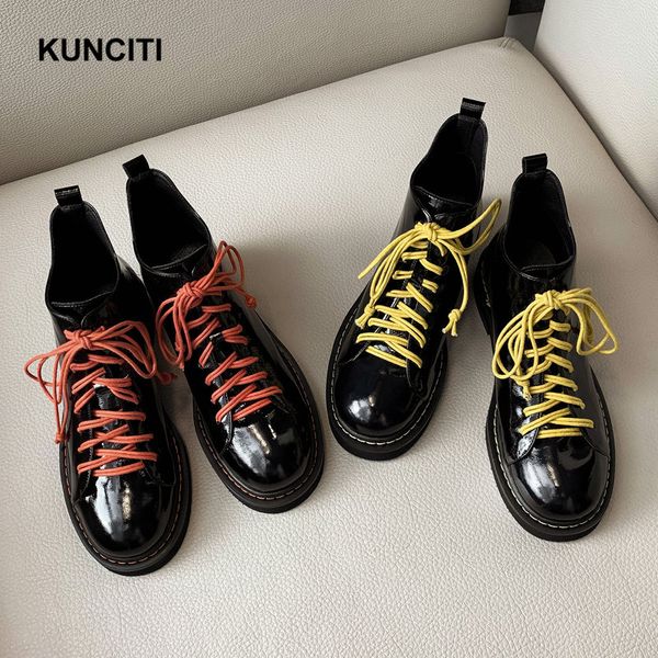 2019 kunciti patent leather women boots lace up fashion ankle boots new arrival european shoes d976, Black
2019 kunciti patent leather women boots lace up fashion ankle boots new arrival european shoes d976, Black
